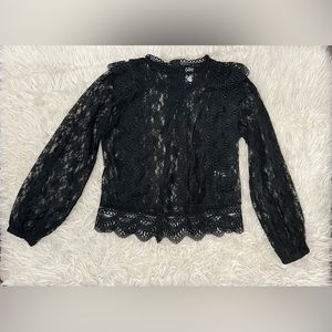 Anthropologie Flawless Long Sleeve Black Lace Blouse Size Small‎